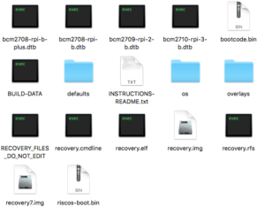 Liste des fichiers de la micro SD
