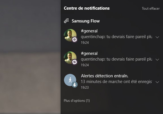 Notification Samsung Flow