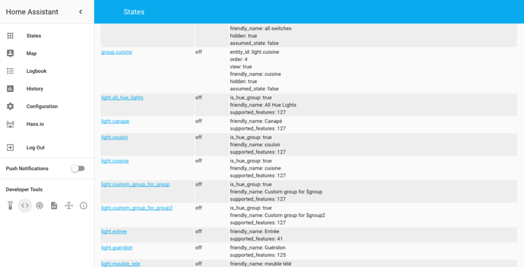 Liste entities Liste entities