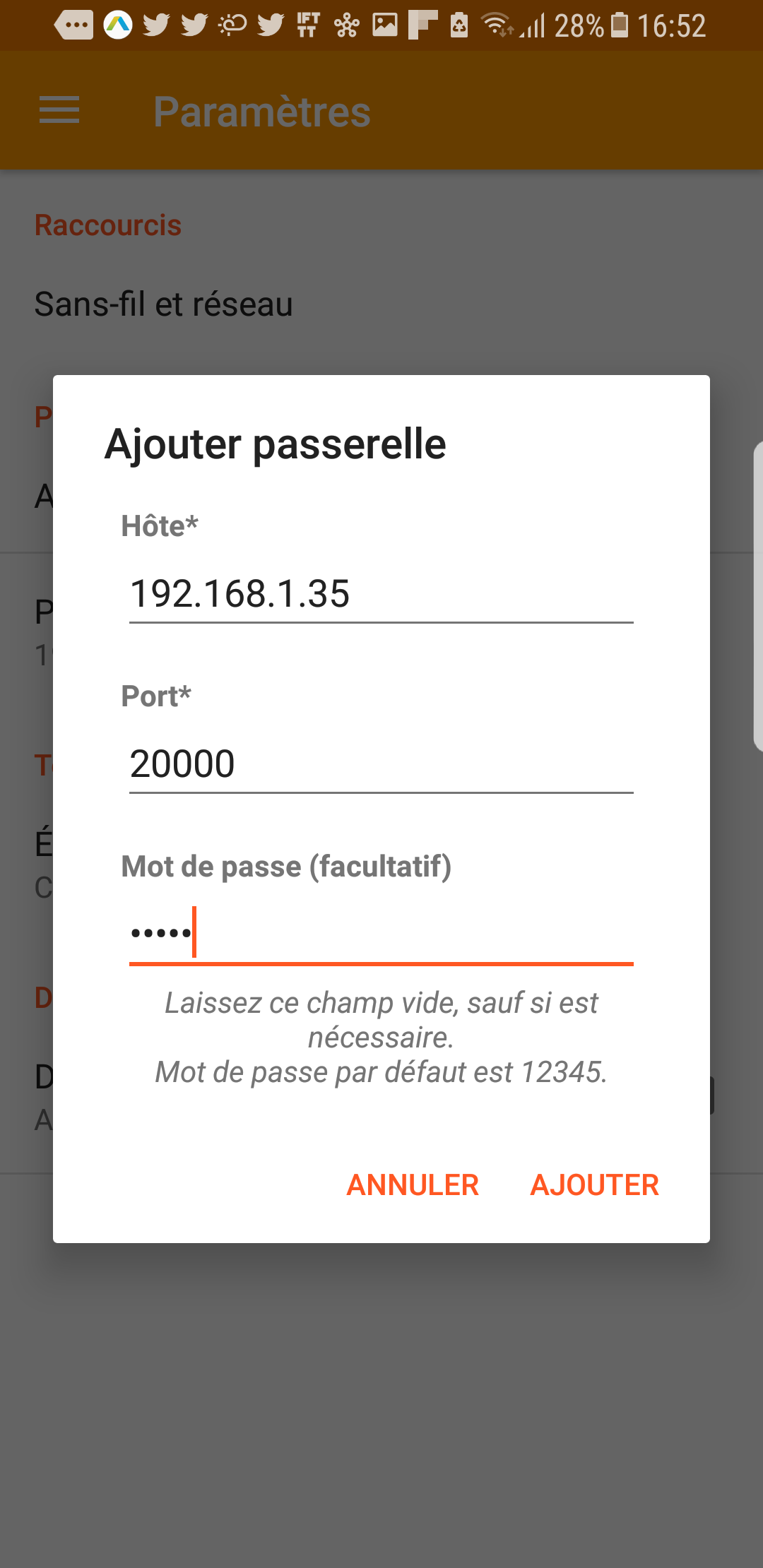 OpenWebNet - paramétrage