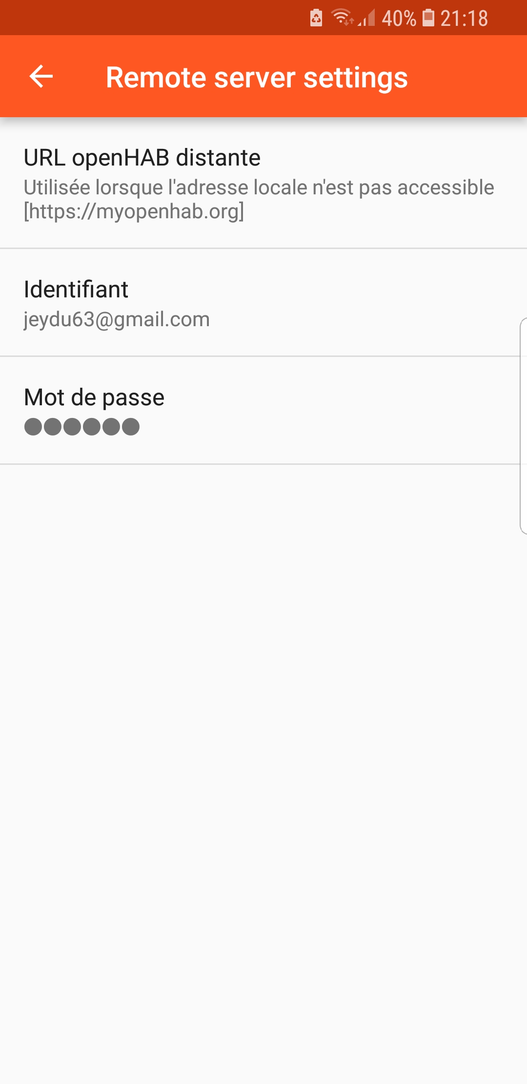 Configuration application Android openHAB