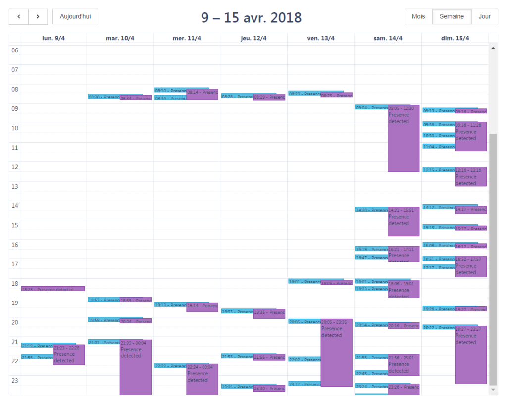 Calendrier des présences