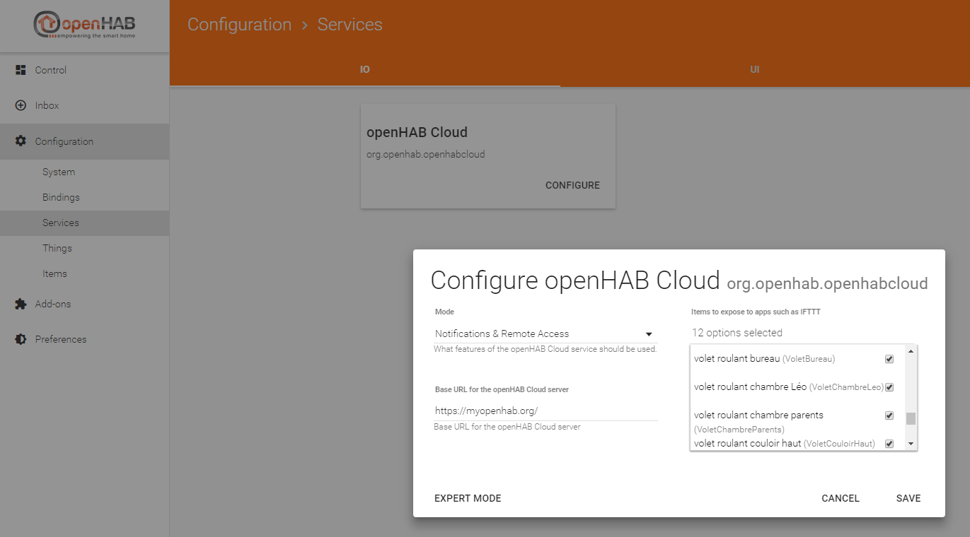 Configuration de l'extension Cloud Connector