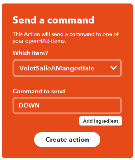 IFTTT - configuration de l'action