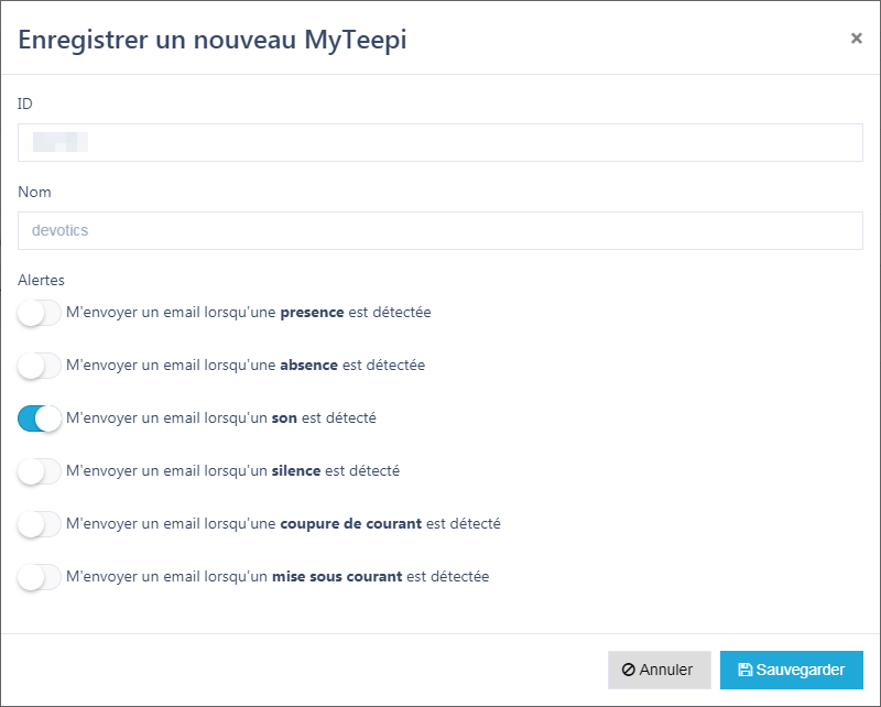 Enregistrement et configuration MyTeepi