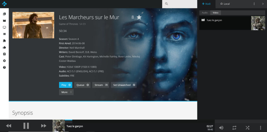 La page web exposée par le serveur web de Kodi