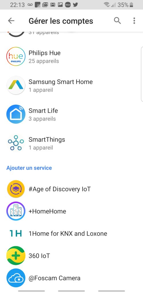 Ajout du service SmartLife dans l'application Google Home