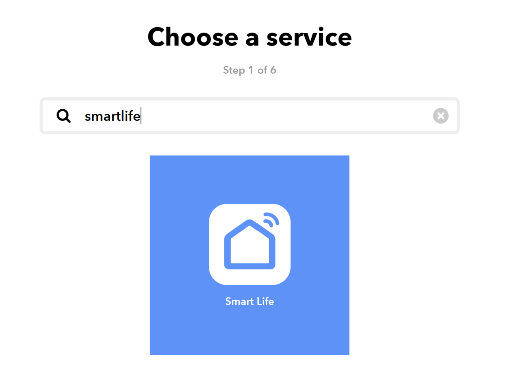 Le service SmartLife dans IFTTT